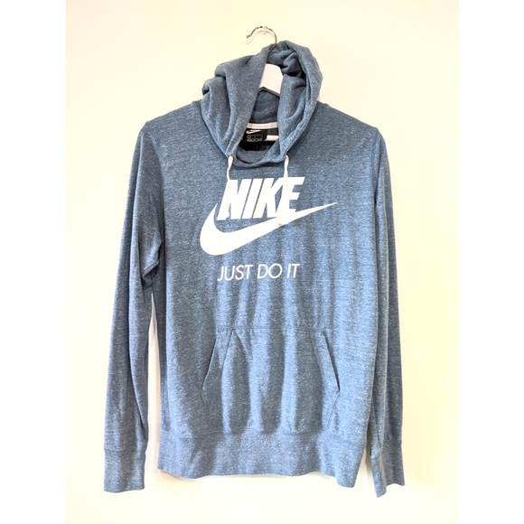 nike funnel neck hoodie women's grey
